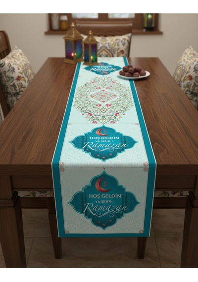 Ramazan Ayı Motifli Dijital Baskılı Runner Masa Örtüsü 40x140 Cm Rmz-6