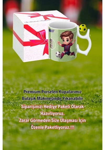 Sarı Lacivert Futbol Toplu Bordo Mavi Forma Oyunculu Taraftar İsimli Baskılı Kupa Bardak Beyaz