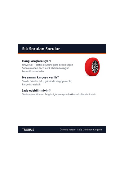 Trobus Kar Çorabı Anti Patinaj Lastik Kılıfı Oto Kırmızı S Grup 2