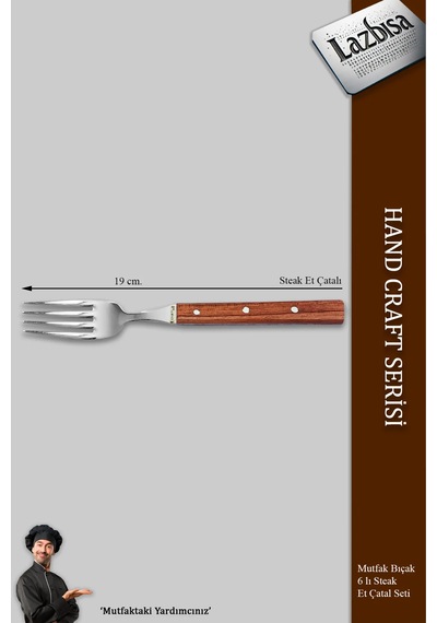 Hand Craft Serisi 6 Parça Steak Et Kahvaltı Yemek Çatalı Mft-865 Gül