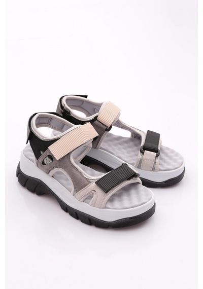 Dgn 4740-22y Kadin Kalin Taban Cirtli Sandalet 4740-2027-R12561 Buz - Siyah