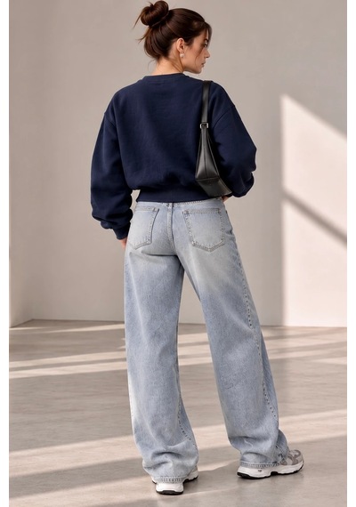 Bbbutikbasic Fermuar Detaylı Şardonlu 3 İplik Kadın Sweatshirt My3535 Lacivert