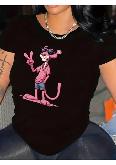 Modi Baskılı Oversize Bisiklet Yaka T-shirt - Beyaz - Mymg158836