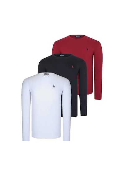 Üçlü Set T8588 Dewberry Yuvarlak Yaka Erkek Sweatshırt-siyah-beyaz-bordo Siyah-beyaz-bordo