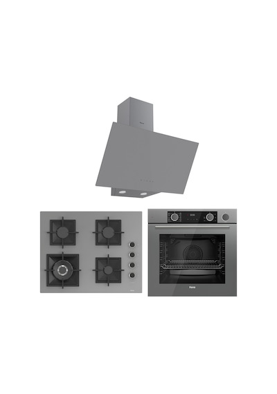 Ferre Fryart-Steamart SC Serisi Wok'lu Gri 3'lü  XE64CPR-SC408-D079 Ankastre Set