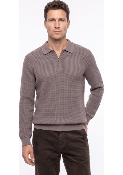 Fabrika F6wm-kzk 2035 Vizon Erkek Slim Fit Polo Yaka Triko Kazak