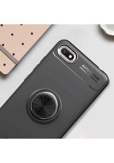 Huawei Y5 2018 Kılıf Yüzüklü Tam Korumalı Silikon Kapak