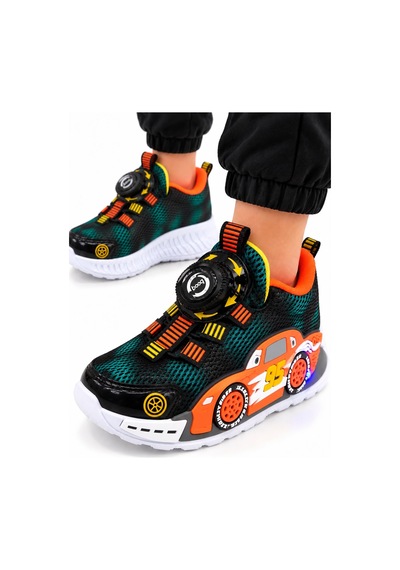 Papucumun Dünyası Çocuk Şimşek Mcq Işıklı Lıghtyear Spor Araba Detaylı Spor Ayakkabı Sneaker Turuncu