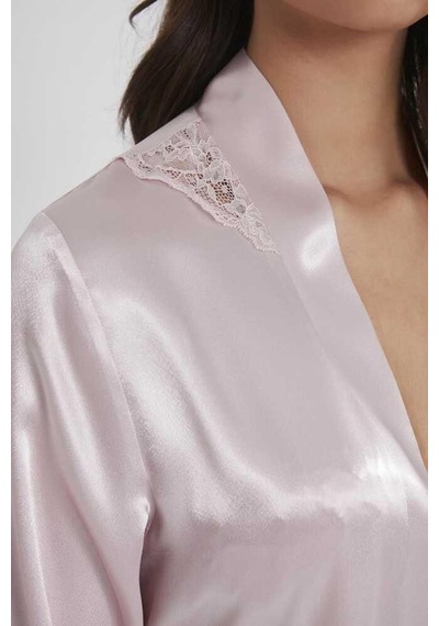 Pierre Cardin Sütyen Kaplı Sabahlık Gecelik Set 4050 Pudra Pudra