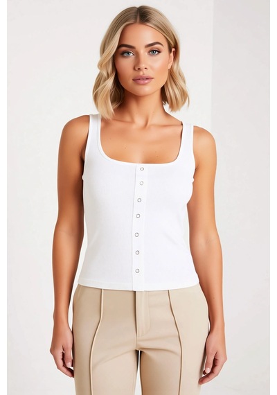 Benerly Kadın Bluz Crop Kare Yaka Kolsuz Fitted Kaşkorse Örme Çıtçıt Deta Ekru Benerly Kadın Bluz Crop Kare Yaka Kolsuz Fitted Kaşkorse Örme Çıtçıt Deta Ekru
