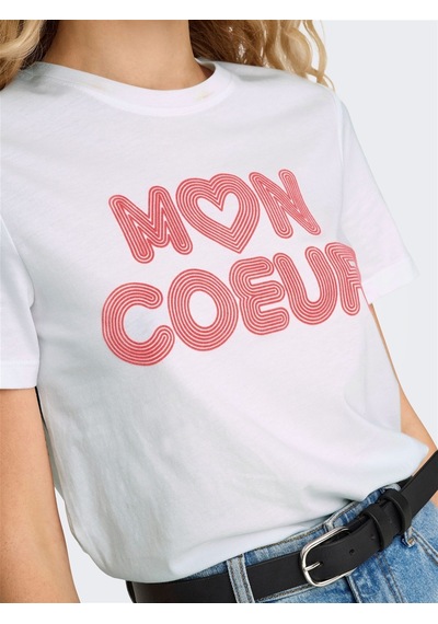 Only Onlarıya Lıfe Reg S/s Love Top Box Jrs Kadın Beyaz T-shirt - 15343191
