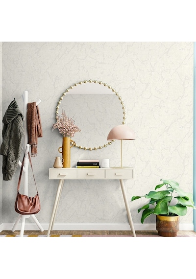 Adawall Düz Desen Duvar Kağıdı Rococo 1406-1/15, Açık Krem, 1.06x15.6m - 16.5m²