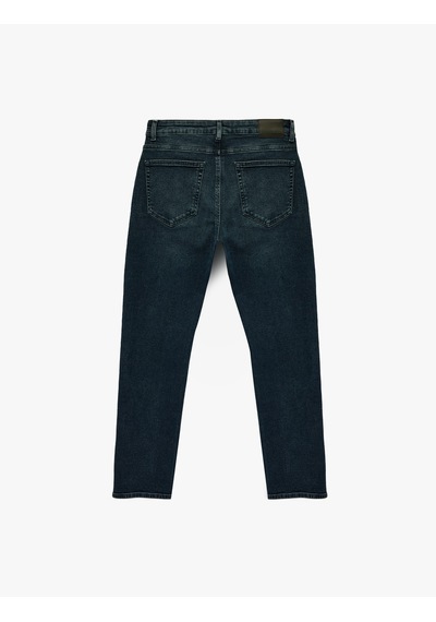Koton Normal Bel Pamuklu Straight Fit Jean Pantolon - Mark Jean Koyu İndigo 6wam40167nd