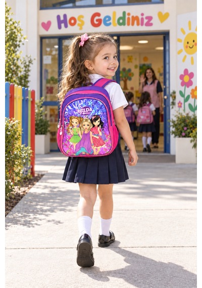 Wilda Girl Anaokulu Okul Çantası Çocuk Sırt Çantası Günlük Okul Kullanımı 30 X 24 X 11 Cm Çok Renkli