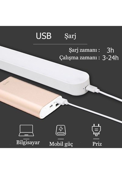 Taşınabilir Kablosuz Dokunmatik Manyetik Led Gece Lambası Beyaz
