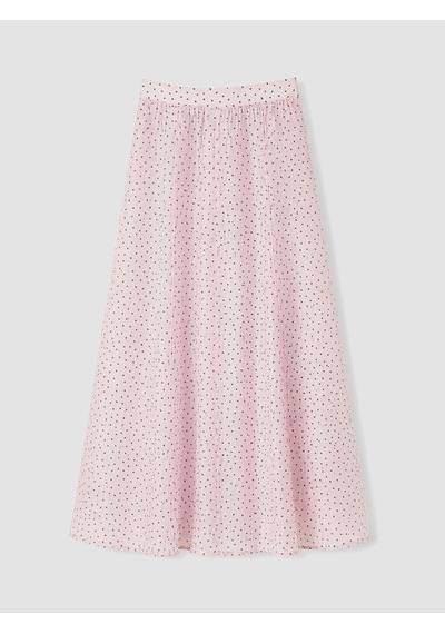 Lcw Modest Pembe Beli Lastikli Puantiyeli Kloş Etek