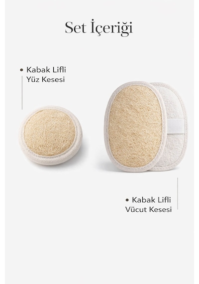Mini Doğal Bakım Seti - Yüz Kesesi + Vücut Kesesi - Arındırıcı Peeling & Gözenek Sıkılaştırıcı 2'li Set
