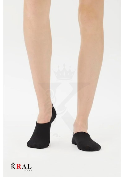 Kral Socks Kadın Pamuklu Terletmez 10'lu - 10 Çift Yazlık Görünmez Çorap Siyah