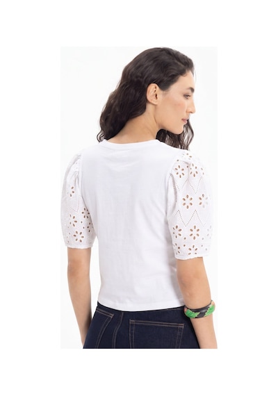 Tudors Kadın Slim Fit Dar Kesim %100 Pamuk Kısa Kollu Bisiklet Yaka Beyaz Tişört-50792