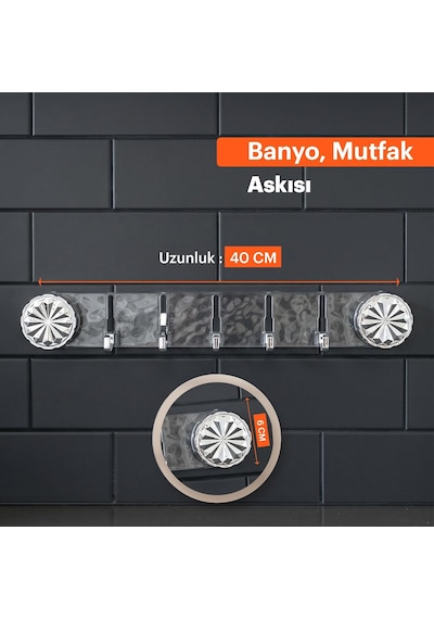 Vakumlu Ve Yapışkanlı Askı Mutfak Ve Banyo İçin Delme Gerektirmeyen Duvar Askılığı Şeffaf