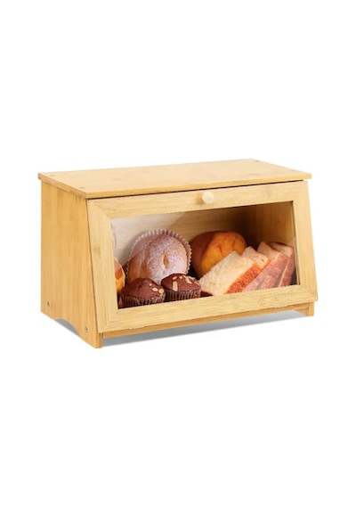 Promosyonca Bambu Ekmek Kutusu, Doğal Bambu Malzeme, Yuvarlak Saplı, 39x23x18 Cm A