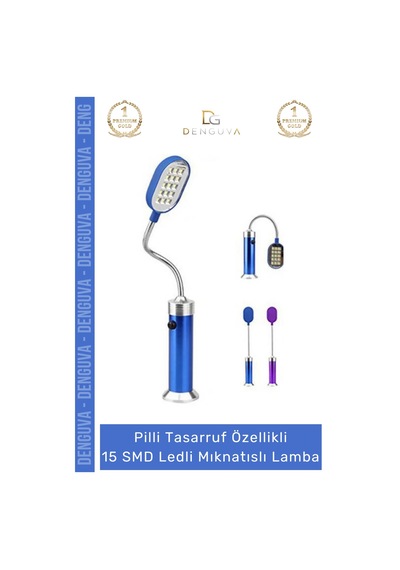 Ledlilamba Alüminyum Gövde Esnek Başlık Pilli Kamp Beyaz Aydınlatma 15 Smd Ledli Mıknatıslı Lamba Çok Renkli