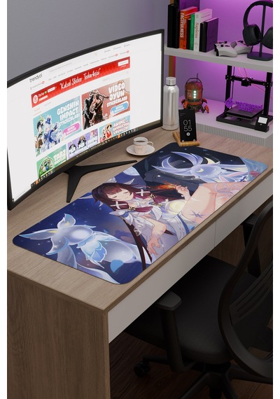 Columbina Damselette Genshin Impact Anime Oyuncu V2 - 90x40 Xxl Gaming Mouse Pad Fare Altlığı