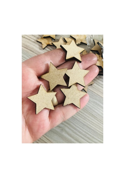 25 Adet Ahşap 3 Cm Boyanabilir Yıldız Hediyelik Süsleme Ürünü Ahşap Yıldız