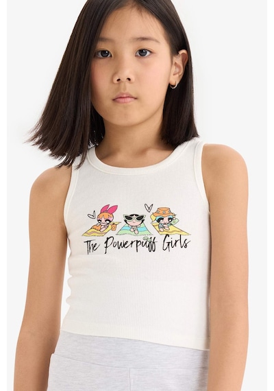 DeFacto Kız Çocuk PowerPuff Girls Bisiklet Yaka Atlet E6520A825HSER99 Ekru