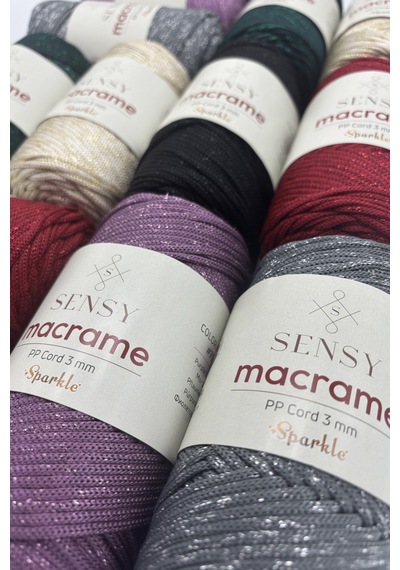 Sensy Simli Polyester 3 Mm Makrome İpi Mor 250 Gr Supla İpi Ve Çanta İpliği Polyester İp