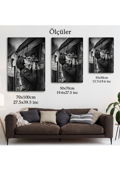 Es10 Ayrılık Zamanı Sevgilisi Ile Trende Öpüşen Asker Kanvas Tablo-5227 (50 x 70)