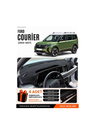 Ford Courier 2024-2027 Uyumlu Torpido Koruma, Torpido Örtüsü, Torpido Kılıfı - Siyah