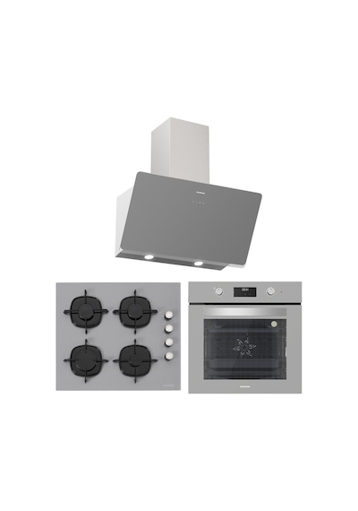 Silverline BO6502S02 - CS5335S01 - 3457 Soho 60 Gri Cam Ankastre Set
