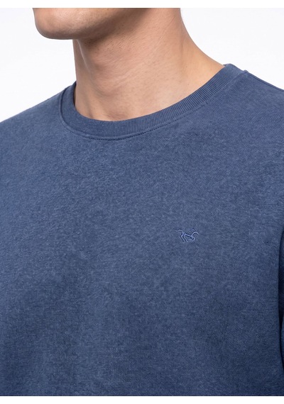 Mustang Mavi Erkek Basic Nakışlı Sweatshirt M6wm-swt1590 Indigo
