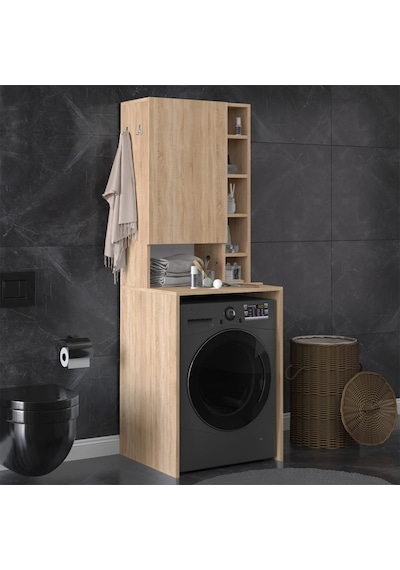 Asra Trend Çamaşır Makinesi Üstü Banyo Dolabı BD-02 %100 MDF Kapaklı Organizer Raf Sonoma Meşe Asra Trend Çamaşır Makinesi Üstü Banyo Dolabı BD-02 %100 MDF Kapaklı Organizer Raf Sonoma Meşe