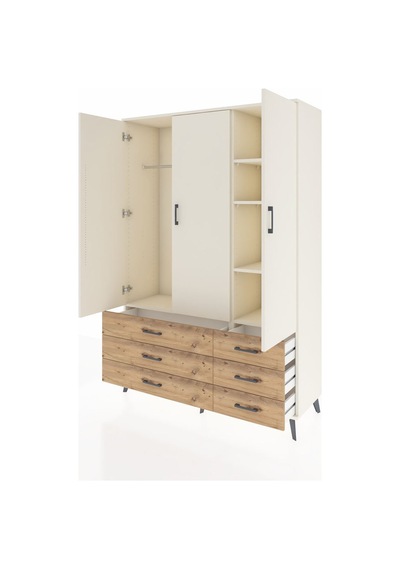 Hyperion Dolap 5 Raflı 6 Çekmeceli Tek Askılı 132x44x195 Aytaşı-aytaşı/çam Aytası/atlas Çam Hyperion Dolap 5 Raflı 6 Çekmeceli Tek Askılı 132x44x195 Aytaşı-aytaşı/çam Aytası/atlas Çam