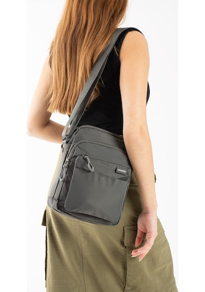 Sanmorris Unisex Çok Bölmeli Fonksiyonel Omuz Çantası - Günlük El Çantası Antrasit