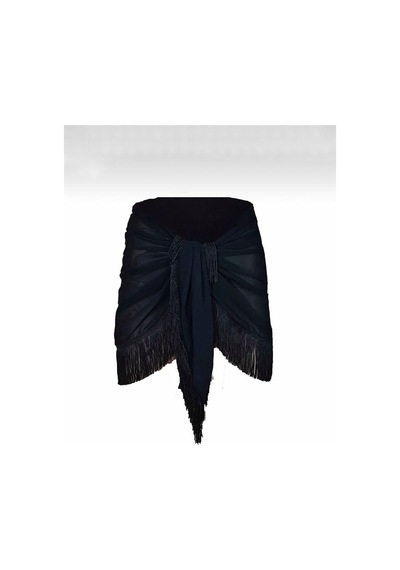 Quella Atelier Püsküllü Pareo Sarong Siyah Siyah