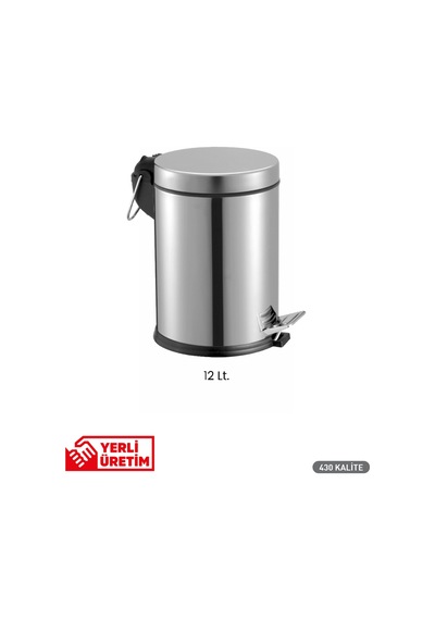 Pedallı Çöp Kovası 12 Litre Paslanmaz Çelik Banyo, Mutfak & Wc Çöp Kovası