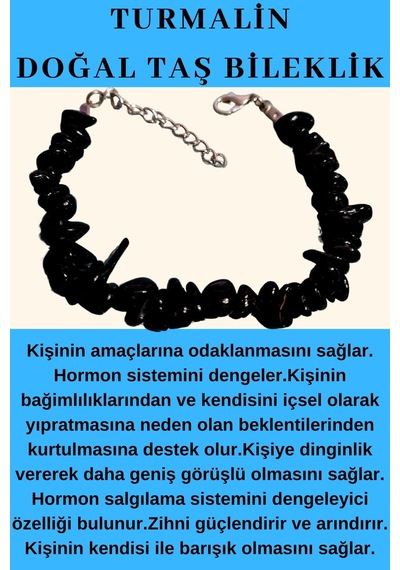 Gümüştel El Sanatları Sertifikalı Siyah Turmalin Doğal Taş Bileklik Aaa Kalite Sürpriz Hediyeli Siyah