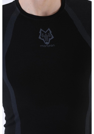 Maraton Active Slimfit Erkek Bisiklet Yaka Kısa Kol Koşu Siyah T-Shirt 821070-Siyah