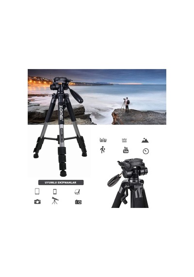 Profesyonel Q111 Taşınabilir 5kg Taşıma Kapasiteli 139,7cm Alüminyum Tripod Gri Belirtilmemiş
