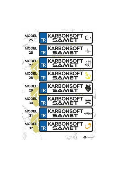 Karbonsoft Kişiye Özel Ahşap Dekor Plaka, Araba Plaka, Isimli Plaka, Cam Önü Plakası, Aksesuar Plaka Karbonnm500