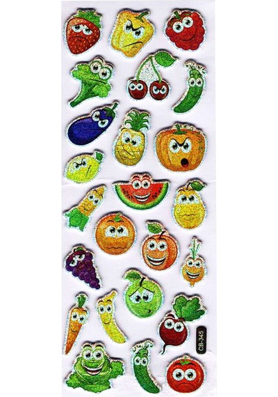Sticker Kabartmalı Sticker Defter Planlayıcı Etiket Cb345 16x7 Cm- Meyveler Çok Renkli