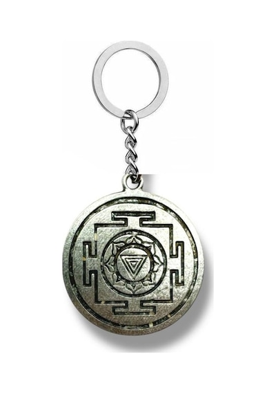 Kali Yantra Sembol Figürlü Metal Anahtarlık Gümüş Renk Spiritüel Unisex Aksesuar