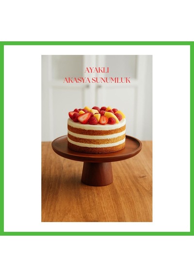 Vaveni Akasya Ayaklı Sunumluk & Sunum Tabağı & Sunum Servisi 30x30x10 Cm Arz
