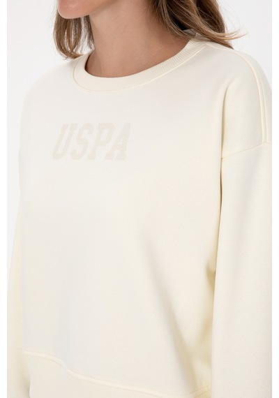 U.S. Polo Assn. Kadın Krem Bisiklet Yaka Basic Sweatshirt 50307752-VR256