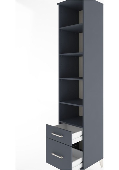 Hyperion Dolap 5 Raflı 2 Çekmeceli 44x44x221 Antrasit-antrasit Antrasit