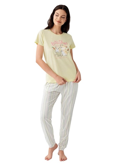 Arnetta Ar3571-s Kadın Yazlık Kısa Kol Pijama Takım Sarı