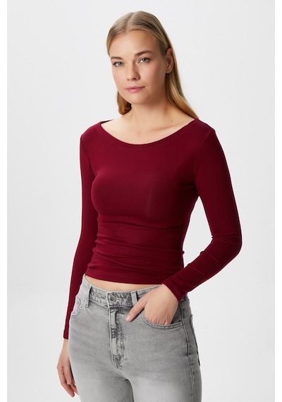 Ritnice Kayık Yaka Need Uzun Kollu Bordo Soft Top / Bluz Bordo
